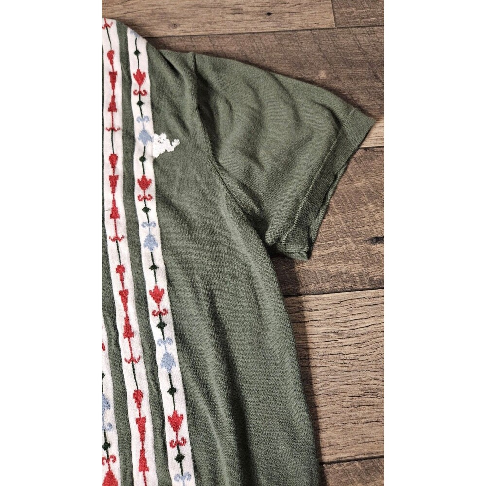 Disney Matterhorn Bobsleds Men's XXL Knitted Green Striped Polo Collar Disney - Picture 9 of 11